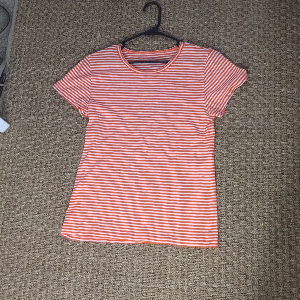 Coral and white stripped top